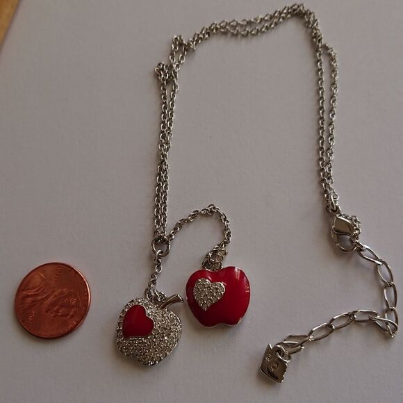 Swarovski DOUBLE apple and heart necklaces - Picture 2 of 9